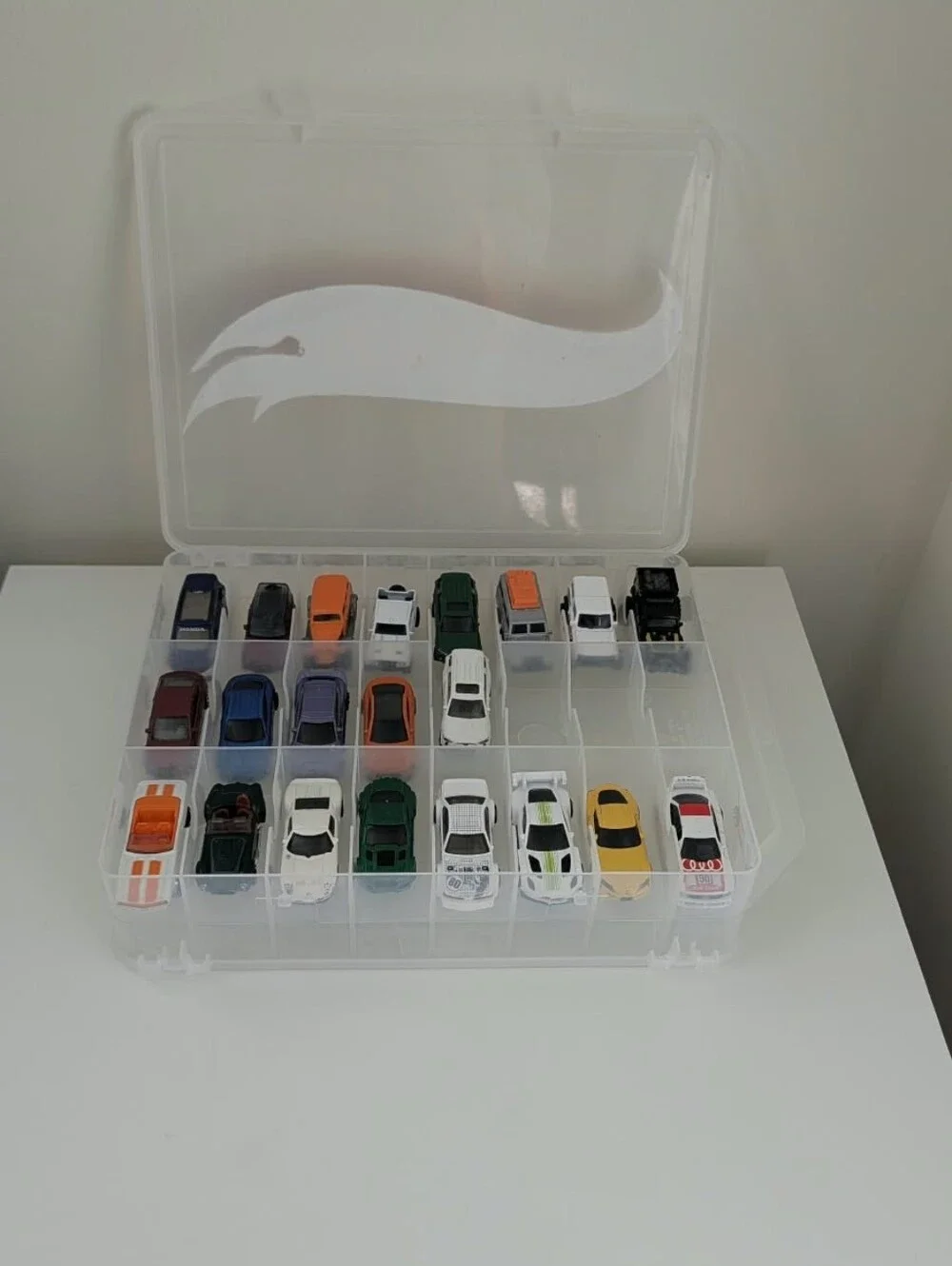Clear Storage Case with Custom 3D-Printed Hot Wheels Emblem
